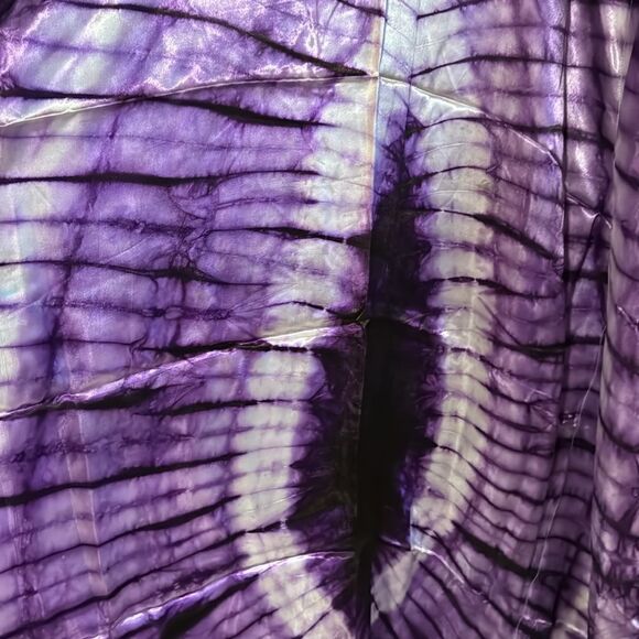 Original design, silky curved V neckline dolman maxi dress/gown. Purple tie dye. - Picture 6 of 9